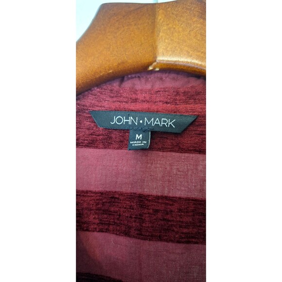 JOHN MARK Button Up Top Women's Sz M Velvet Striped Cotton/Linen Casual Workwear - Picture 4 of 14